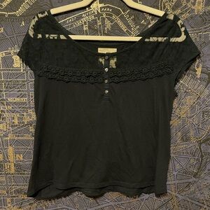Hollister Navy Blue Lace Top